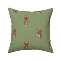 Tigers on Green linen