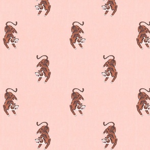 Tigers on pink linen