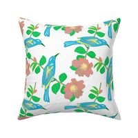 Camellia Birdsong Chinoiserie (buds) - turquoise green chinoiserie, medium 