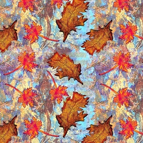 Hand printed autumn fall leaves large tossed