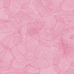 Anemones Line-art I 24 I Hot Pink on Light Pink 