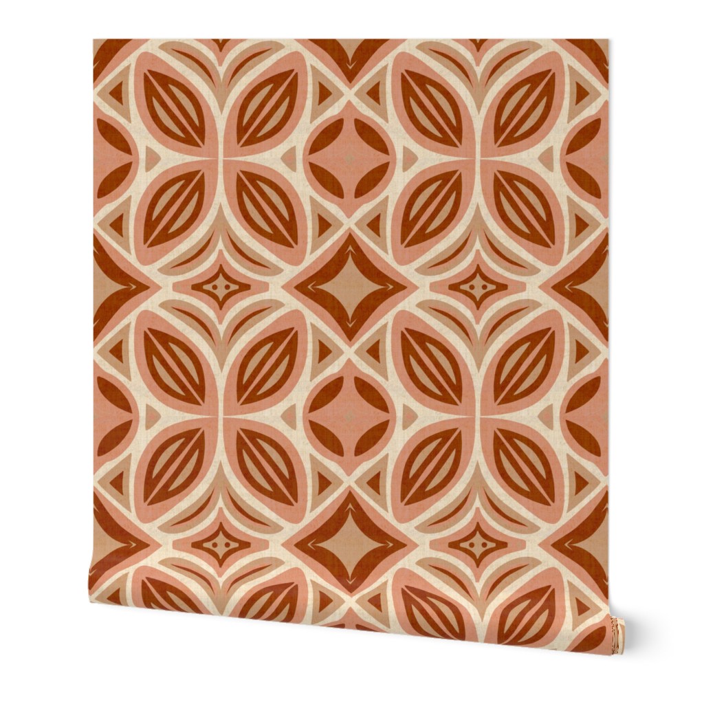 Abstract Bohemian Butterfly in Peach Burgundy and Beige