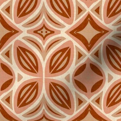 Abstract Bohemian Butterfly in Peach Burgundy and Beige