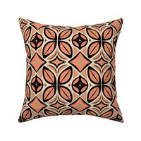 Abstract Bohemian Butterfly in Coral Pink Beige Sand and Black