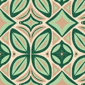 Abstract Bohemian Butterfly in Pine Mint Green Beige and Sand