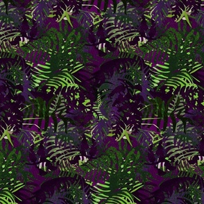 Lots of Tropical -- Maximalist Tropical Purple Night -- 5.25in x 21.00in repeat -- 706dpi (21% of Full Scale)