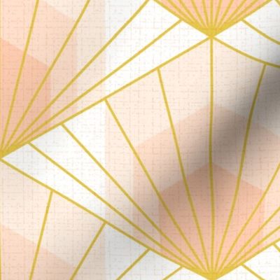 Hex Deco Art Deco Sunrise L wallpaper scale in apricot by Pippa Shaw