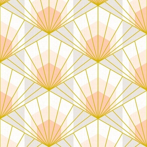 Hex Deco Art Deco Sunrise L wallpaper scale in mustard grey by Pippa Shaw