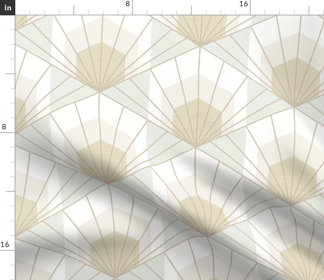 Hex Deco Art Deco Sunrise L wallpaper scale in grey by Pippa Shaw