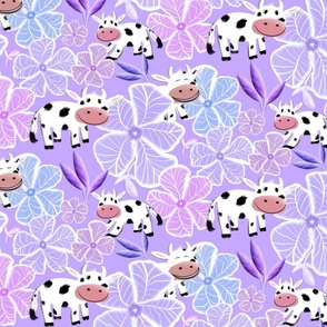 Large scale tropical cows in purple