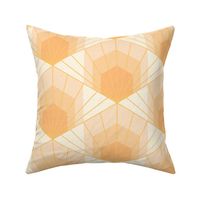 Hex Deco Art Deco Sunrise L wallpaper scale in orange gold by Pippa Shaw