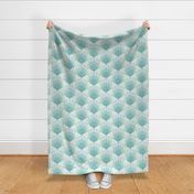 Hex Deco Art Deco Sunrise L wallpaper scale in teal by Pippa Shaw