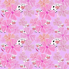 Medium scale tropical cows in pink