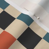 Vintage check colorful squares beige pastel black