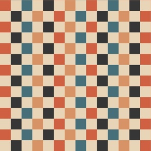 Vintage check colorful squares beige pastel black