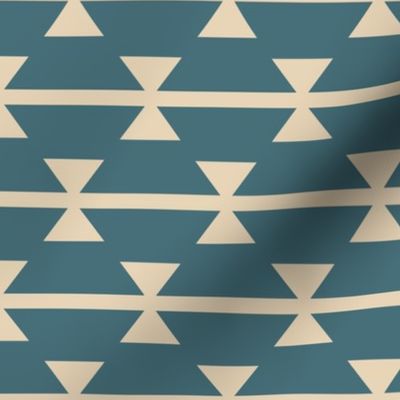 Retro small Aztec triangles rows dusted blue cream