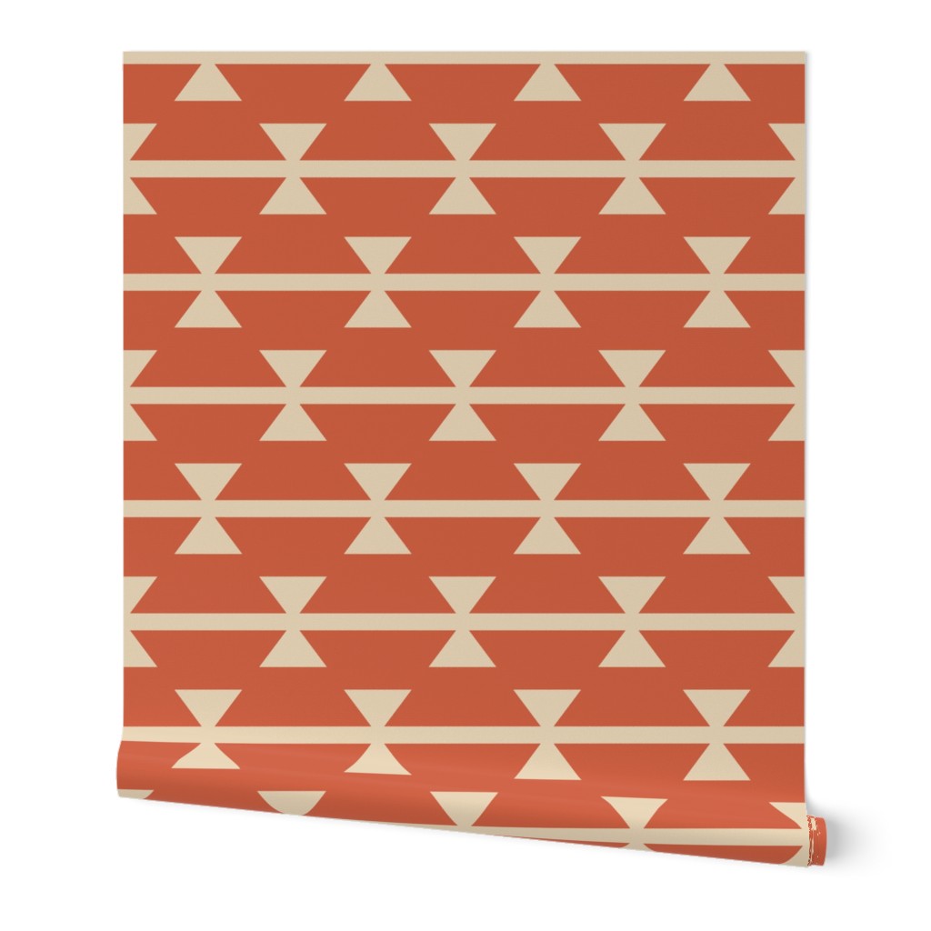 Retro small Aztec triangles rows terracotta cream