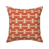 Retro small Aztec triangles rows terracotta cream