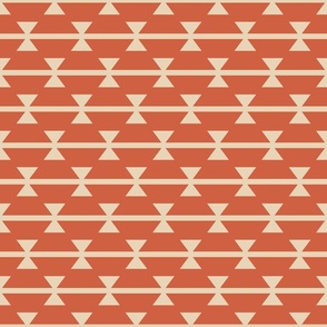 Retro small Aztec triangles rows terracotta cream