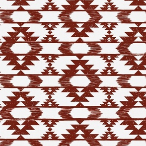 Modern tribal, rich red and soft white abstract geometric - Aztec-Kilim inspired - medium