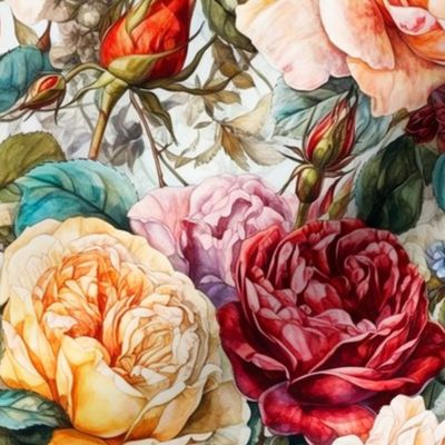 MEDIUM ROMANTIC FLOWERS AND ROSES RED AND ORANGE 6 FLWRHT