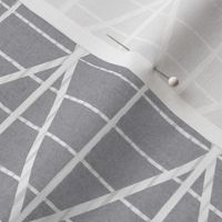 Criss-crossed diamond lines - grey and white - abstract geometric - large