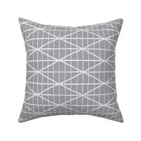 Criss-crossed diamond lines - grey and white - abstract geometric - large