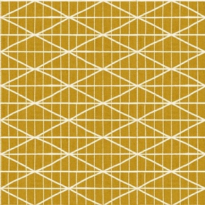 Criss-cross diamond lines - mustard yellow and white - abstract geometric  - large