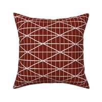 Criss-crossed diamond lines - rich red and white - abstract geometric - large