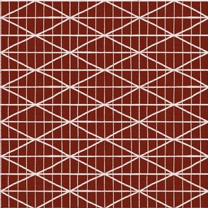 Criss-crossed diamond lines - rich red and white - abstract geometric - large