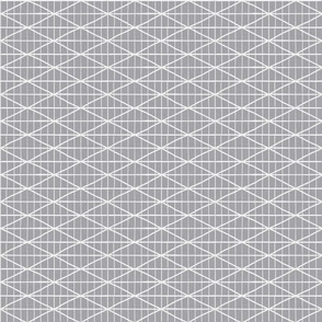 Criss-crossed diamond lines - grey and white - abstract geometric - medium
