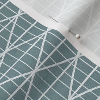 Criss-cross diamond lines - mint green and white - abstract geometric  - medium