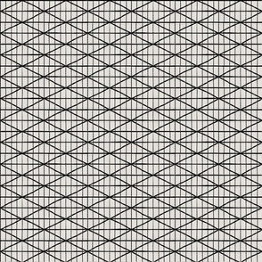 Criss-cross diamond lines -  black and soft neutral - abstract geometric - medium
