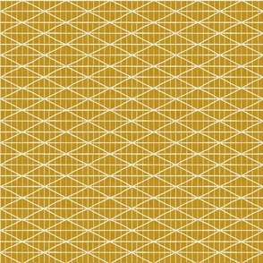 Criss-cross diamond lines - mustard yellow and white - abstract geometric medium