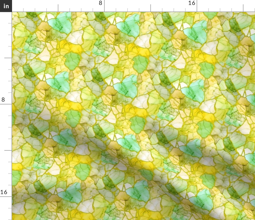 SMALL COORDINATE TO DRAGONFLIES ON BRIGHT YELLOW GREEN COLORS MARBLE FLWRHT