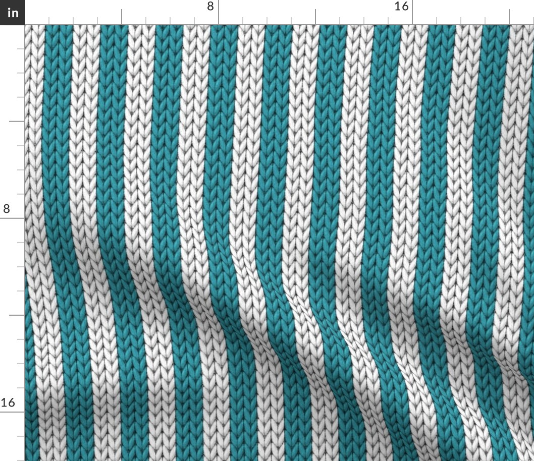 Stripes knit small Lagoon Teal White