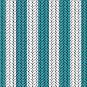 Stripes knit large Lagoon Teal White