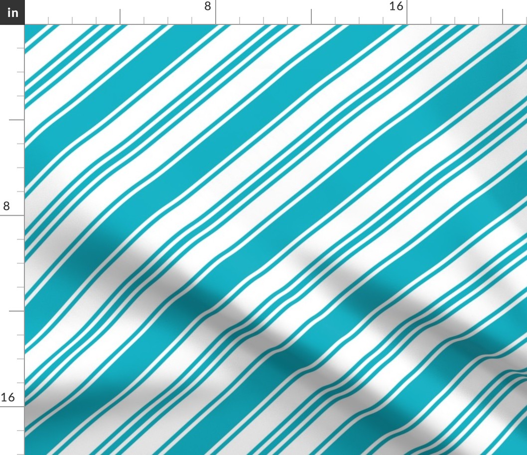 Aqua blue ticking stripes diagonal