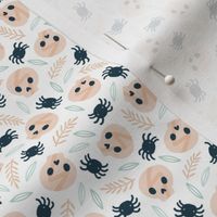 Cute skulls, spiders and leaves small