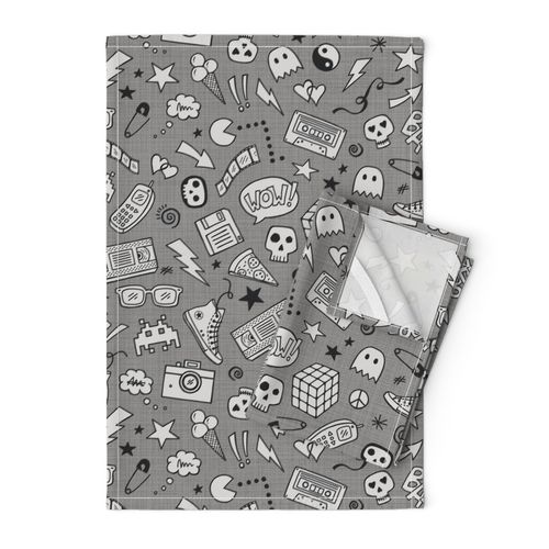 y2k classroom doodles - dark grey (large scale)