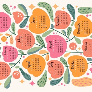 Tulips // Calendar 2024 // Orange Pink // Floral
