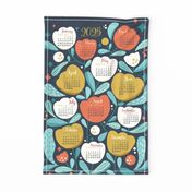 Tulips Retro // Calendar 2024 // Orange yellow navy // Floral