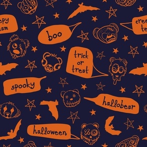 orange navy blue halloween monsters