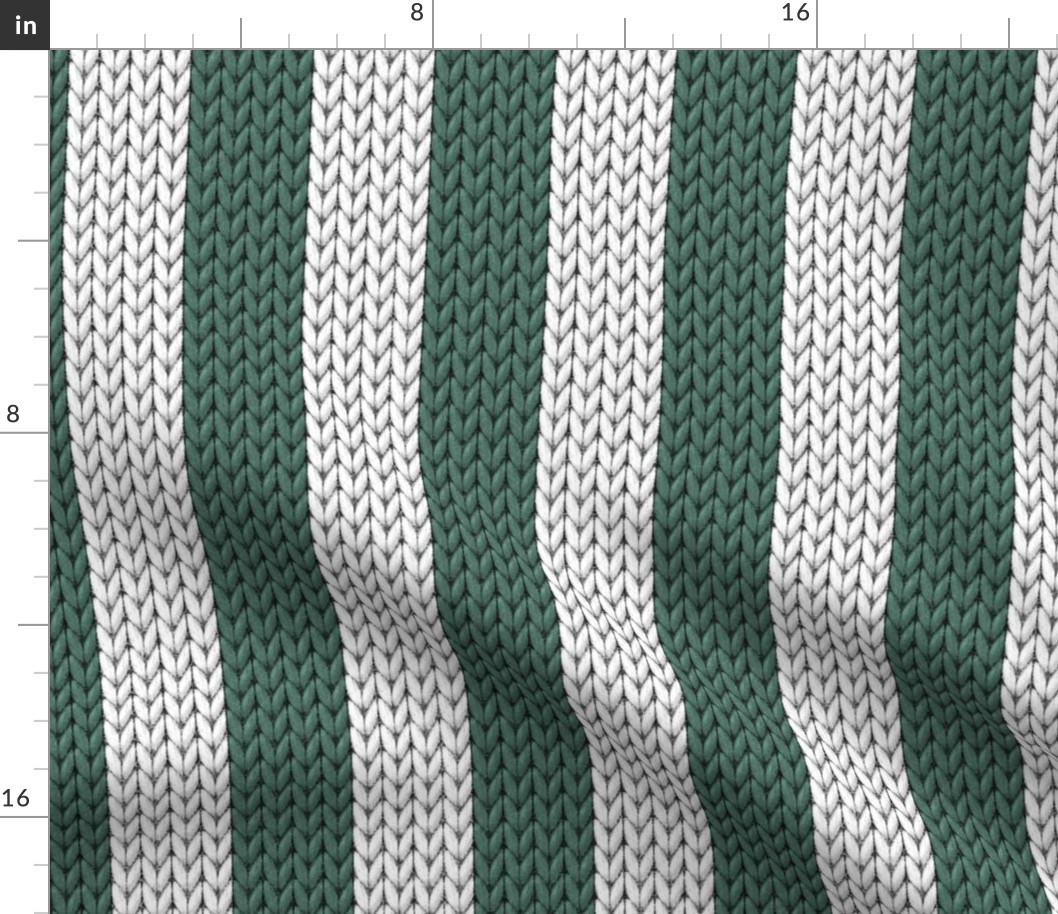 Stripes knit large Pine Green White