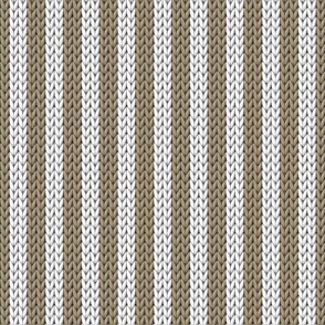 Stripes knit small Mushroom Brown White