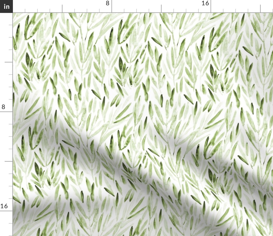 Lighter kelly green eucalyptus leaves - watercolor tropics for modern home decor p171-1-7