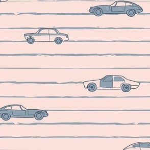 (large scale) retro grey cars on striped background