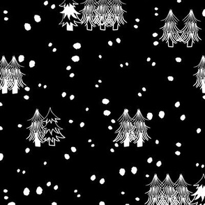 (medium scale) It’s snowing at night - winter woodland