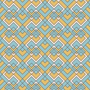 Geometric Hearts (Blue and Yellow Palette)