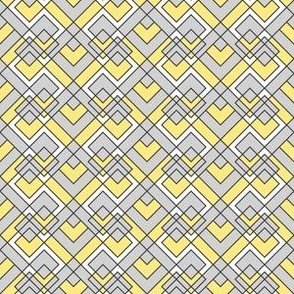 Geometric Hearts (Grey and Yellow Palette)